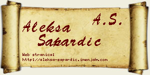 Aleksa Sapardić vizit kartica